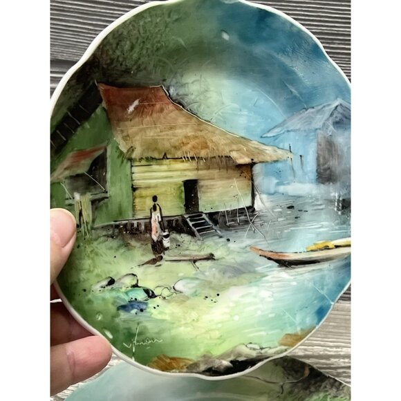 Studiocraft Singapore Handpainted 6” Decorative Plates Set of 4 Vintage 1972 - Picture 6 of 9